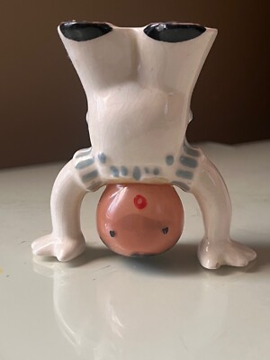 Vintage egg timer - porcelain Timothy Timmer, sand fills his head, 1940's timer