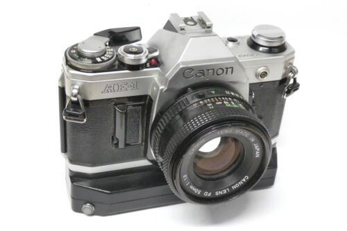 Canon AE-1 mit Canon FD 1,8 / 50 mm Objektiv analoge SLR AE1 + Winder A2 - Bild 1 von 19
