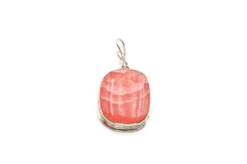 Vintage Sterling Silver 925 Rhodochrosite Pendant Signed JK