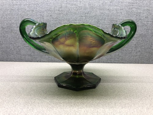 Antique Fenton Amethyst Carnival Glass Wreath of Roses Handled Compote Bon Bon - Picture 2 of 12