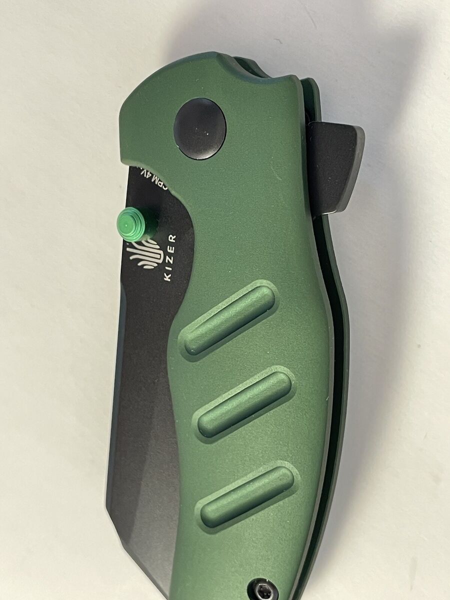 Kizer Exclusive Mini Sheepdog Green Aluminum Black CPM-4V w Kizer Exclusive Mini Sheepdog Green Aluminum Black CPM-4V w