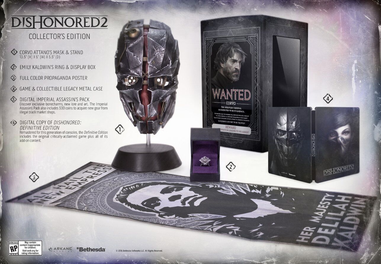 NEW Dishonored 2: Collector's Edition Sony PlayStation 4 Damaged Box  93155171299