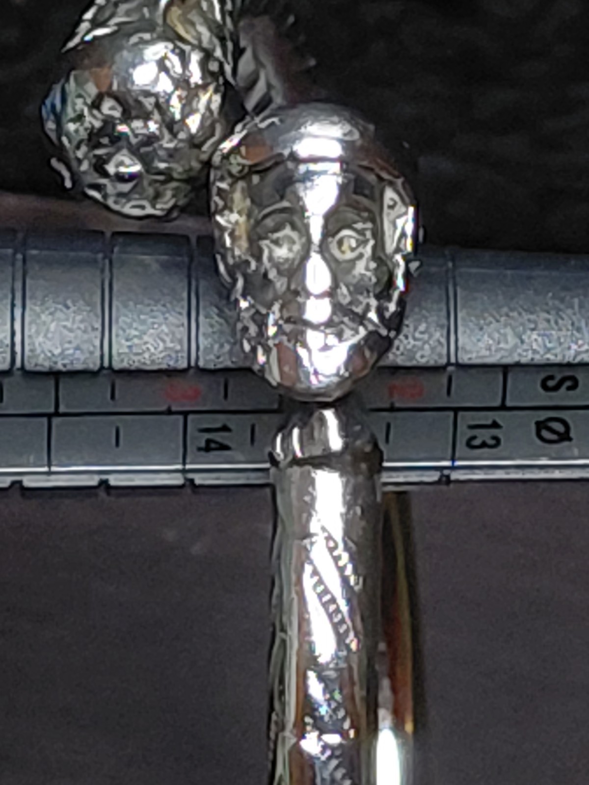 Solid Sterling Silver Thick Etched Bangle with Be… - image 6