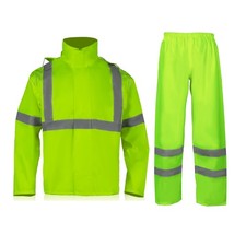 Hi Vis Reflective Rain Jacket Suit and Pants for Men Waterproof Class 3 High ...
