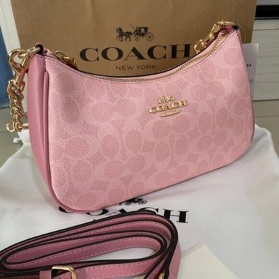 Coach Teri Shoulder Bag In Signature Canvas CV933 Dusty Pink | eBay