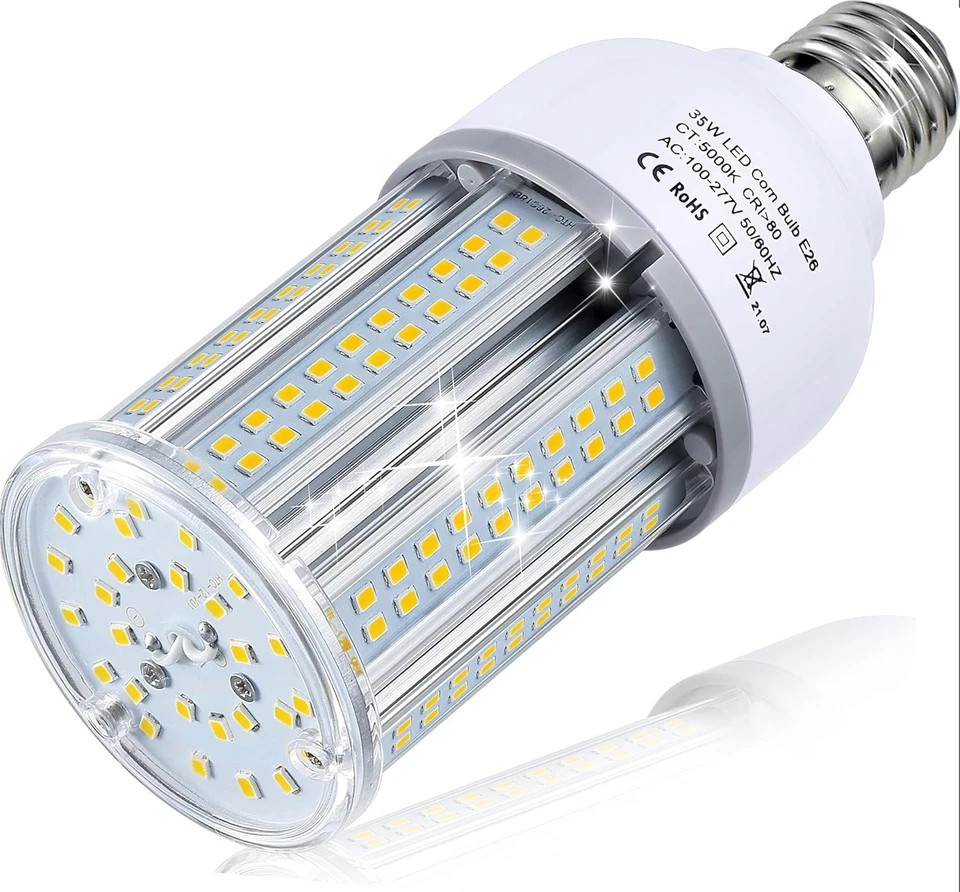 Long Lasting 100 Watt LED Corn Bulbs - 2-Pack E26/E39 Base for Versatile Use - Image 3 of 4
