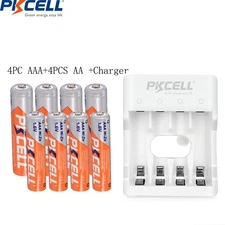 PKCELL 1.6V AA AAA Rechargeable Batteries 2500mwh NIZN 1.6Volt / Charger LOT