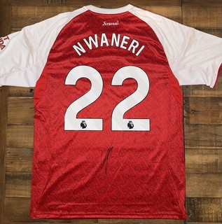 Signed Ethan Nwaneri Arsenal FC 25/26 Home Shirt Proof 2