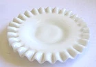 Vintage Fenton White Milk Glass Saucer Plate Ruffled Edge Hobnail 6”