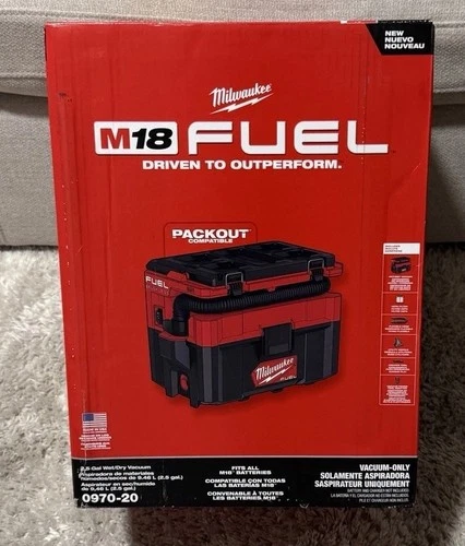Milwaukee M18 Fuel Packout Vacuum 0910-20 Wet Dry Milwaukee Tool 0970-20 M18 Fuel Packout 2.5 Gallon Wet/Dry Vacuum (Tool Only)