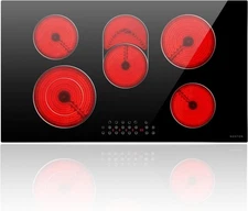 36 Inch Electric Cooktop - 5 Burner Radiant Stove with Child Safety Lock & Timer