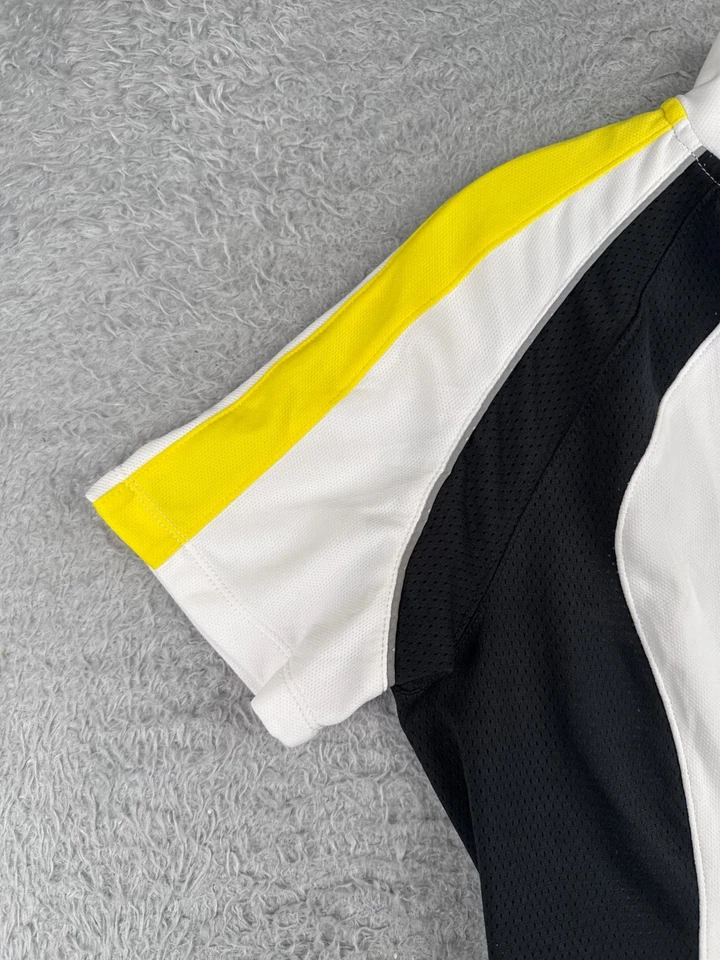 Jersey de felpa para mujer mediano blanco negro amarillo 1/2 cremallera manga corta poliéster Foto 3 de 4