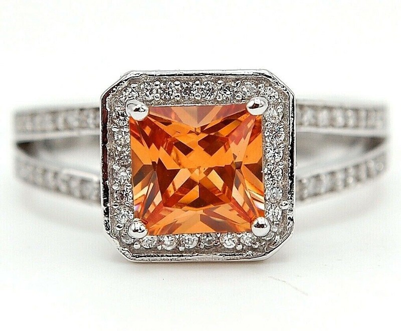 3CT  Padparadscha 925 Sterling Silver Ring Sz 7 MM1-6