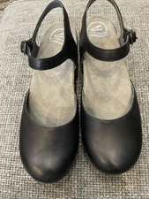 DANSKO "Sam" Black Leather Comfort Mary Jane Strappy Clog Shoes EU Size 42 US 11
