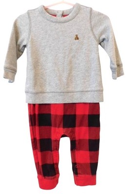 Baby Gap 6 - 12 Month Buffalo Plaid Romper One Piece Red Black Gray Cotton