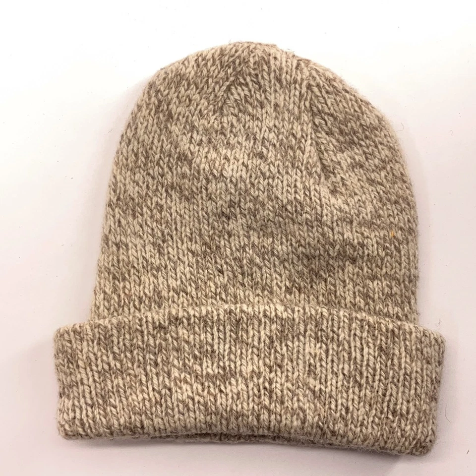 Gorra de invierno retro de punto beige mezcla de lana Ragg Foto 2 de 4