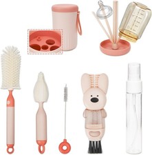 Travel Bottle Cleaner kit, 7 in1 Baby Bottle Brush Cleaner Set with Silicone