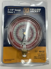 Yellow Jacket 49137 3-1/8" (80MM) Red Pressure Gauge Class 1 R-404A, R-410A R-22