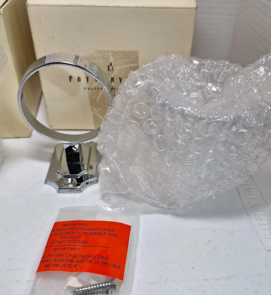 Aplique de pared cromado plateado Pottery Barn portavasos de vidrio votivo x2 con herrajes  Foto 4 de 4