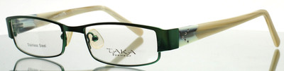 TAKA EYEWEAR T2618 JA Green Womens Rectangle Full Rim Eyeglasses 50-18-135 B:24