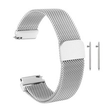 16mm Stainless Steel Metal Mesh Watch Band with Magnetic Buckle, Silver