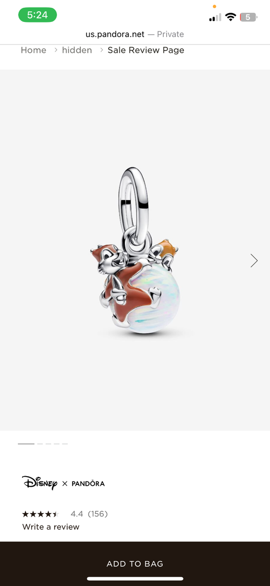 Disney Chip & Dale Bauble Dangle Charm,925 Sterling Silver  NEW PANDORA women\'s disney chip & dale bauble dangle charm in silver display picture 1