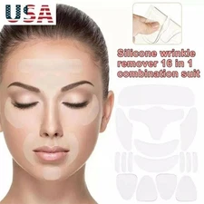 Reusable Silicone Anti Wrinkle Sticker Face Forehead Neck Eye Pads Patches Set j
