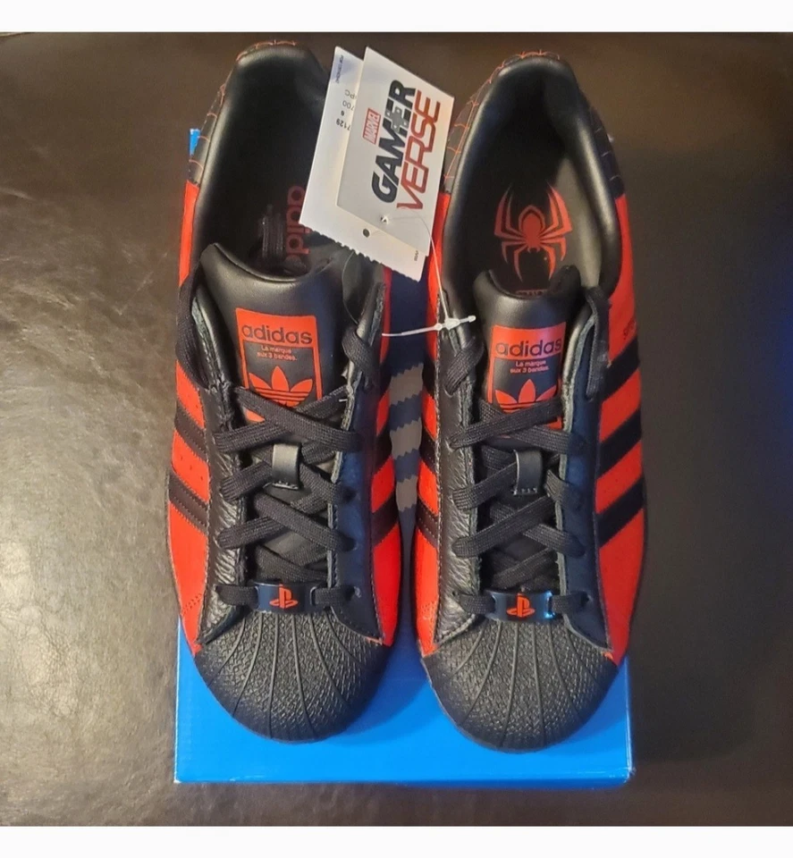 Adidas Marvel X PlayStation Superstar J Spider-Man Miles Morales RED sz6.5y - Image 3 of 4