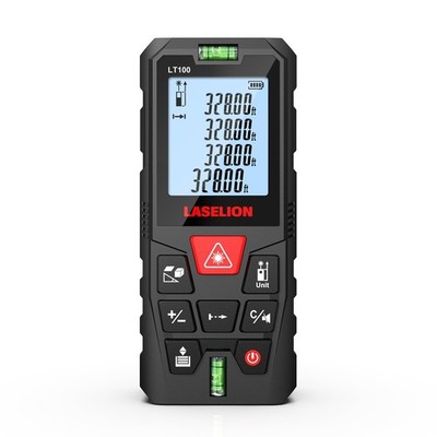 LT100 Laser Measure, 328ft/100m Laser Measurement Tool, with 2 Bubb... Fast Ship
