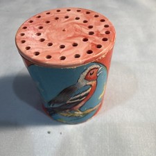 Vintage Wind-up Tin Toy Bird Song Noise Maker Red/Blue for Ages 4-17 Years