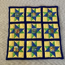 Vintage Handmade Winnie the Pooh Themed Baby Quilt Wall Hanging 34X33 Patchwork