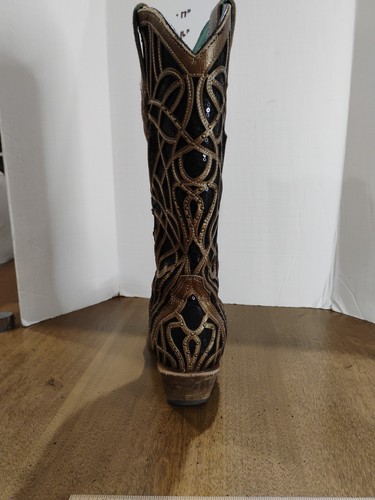 Corral Western Boots- C3513 Ladies Size 7medium Gold/Bronze With Black Sequins - Picture 15 of 20