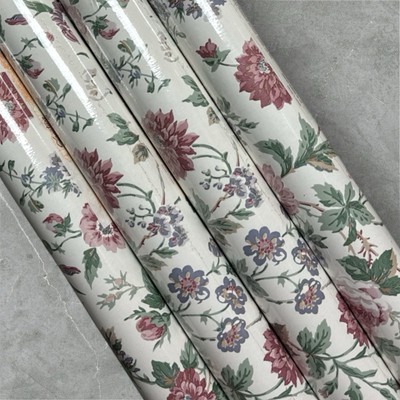4 Roll Wall Covering Cottagecore Pre Pasted Vinyl WallPaper Vtg Floral 220 Sq Ft