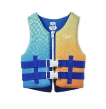 Speedo Boys PFD Life Jacket Vest Type III 50-90 lbs Anti-Microbial Checkered NEW