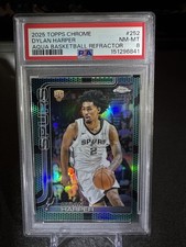BBALL SALE!! Dylan Harper AQUA Basketball REFRACTOR PSA 8 ROOKIE Spurs Topps 252