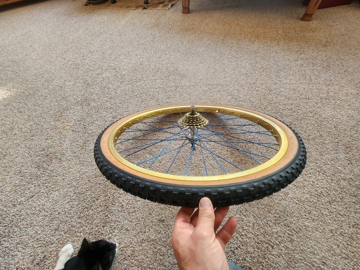 Araya 7X gold 26 X 1.75 used old school BMX wheelset Shimano hubs