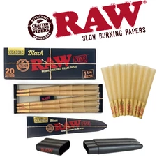 RAW Black 1 1/4 Cones 20Pk + RAW Tree Case Holder Bundle
