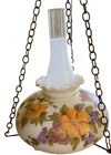 VINTAGE  HANGING SWAG  LAMP...MILK GLASS..HAND PAINTED