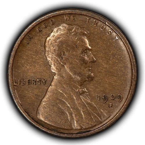 1909-S 1c Lincoln Wheat Small Cent - Wood Grain - VF - SKU-Y6291