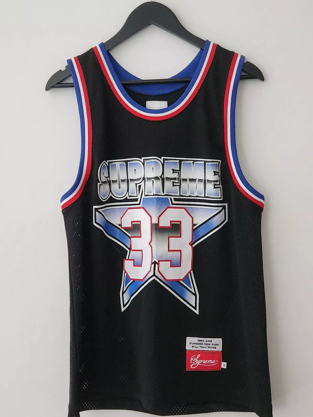 SS15 Supreme Tout Étoile Basketball Jersey M Noir sans Manche Débardeur T Shirt