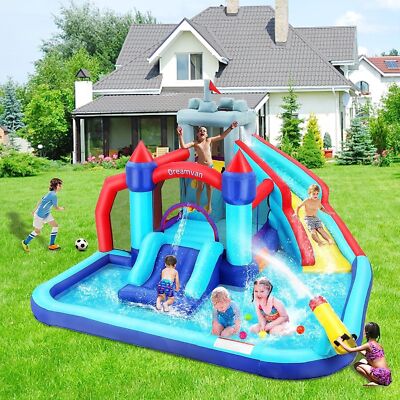 Commercial Inflatable Orange Combo Bounce House Water Slide Pool 580W Blower NEW