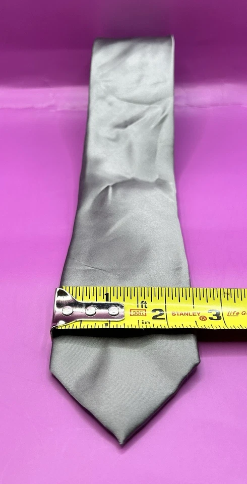 Corbata Alfani plateada maciza delgada para hombre hecha a mano usada en excelente estado Foto 2 de 4