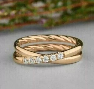 Authentic 0.50CT Round Cut Lab Created Diamond Women's Band Ring 14K Rose Gold Plated