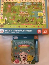 CHUCKLE & ROAR - 50pc Floor Puzzle + Aqua Draw Coloring Book Spring Easter Lot 2