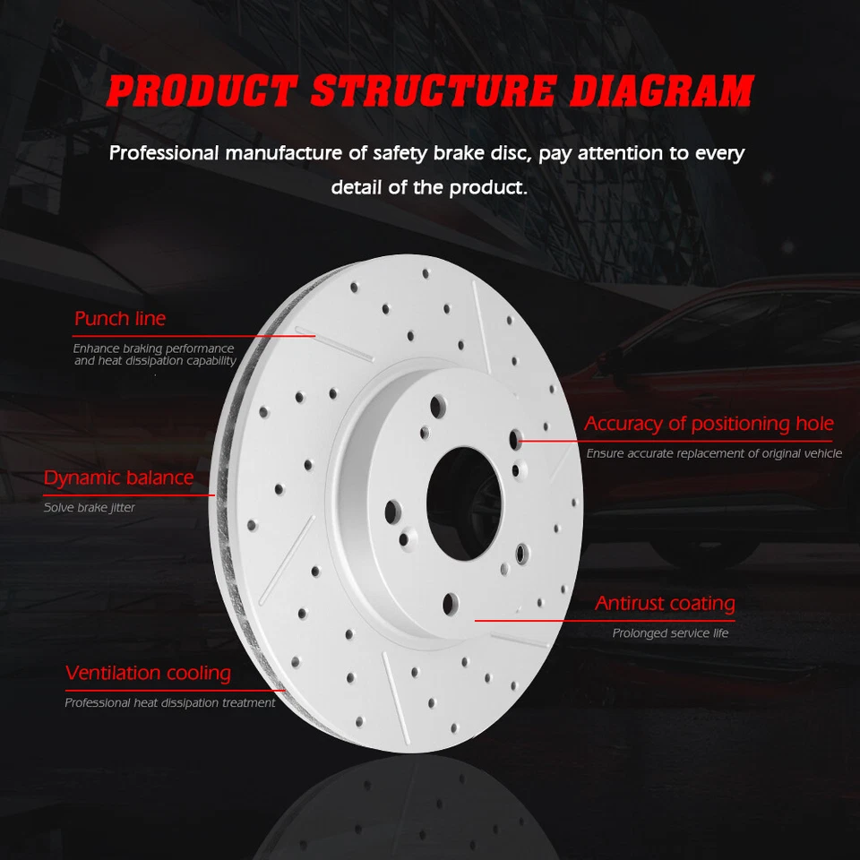 Rotores de freno de disco delanteros y traseros para Ford Explorer Ford Taurus Flex 2011-2019 Foto 3 de 4