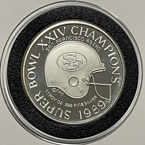 Super Bowl XXIV San Fransisco 49ers Coin 1 Troy Oz .999 Fine Silver Round Medal