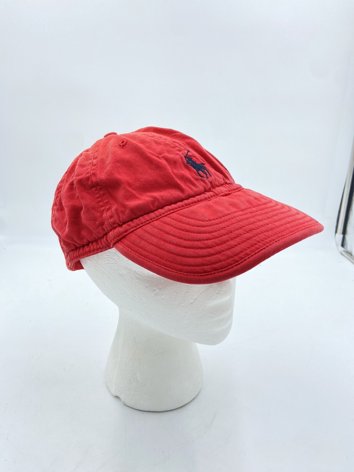 Cappello sportivo Polo Ralph Lauren rosso morbido Bill berretto piccolo blu navy pony
