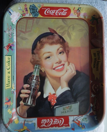 1950's VINTAGE COKE ADVERTISING METAL TRAY nice condition, no dents, or rust
