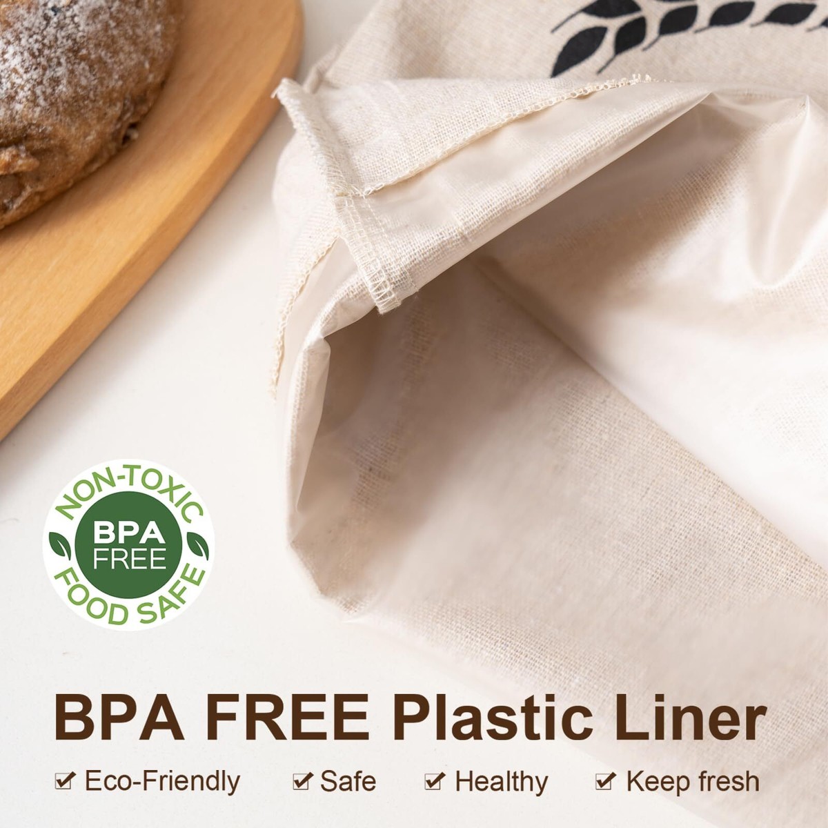 Pack Bread Bags For Homemade Bread Plastic Lined Reusable Linen