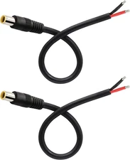 2 Pcs DC7909 Power Pigtails Cable 12V DC 8mm Male Plug to Bare Wire